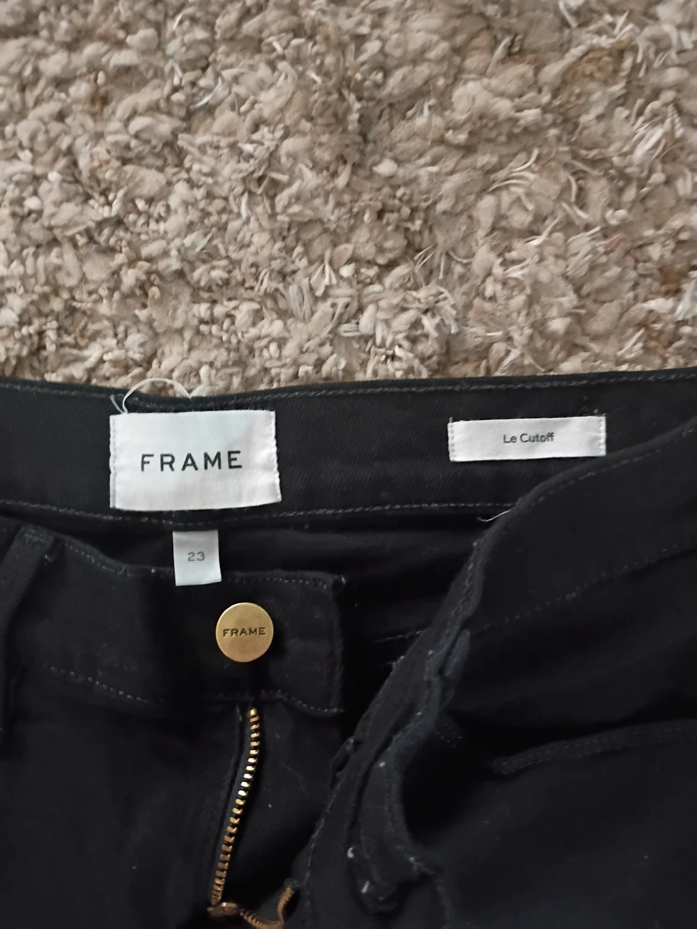 Frame Denim Black Cuffed Denim Shorts